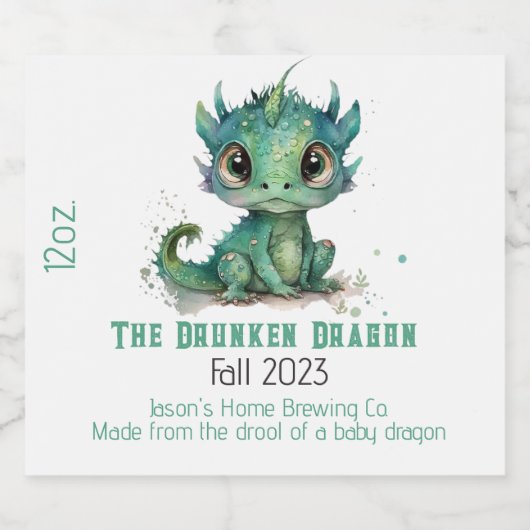 Baby green Dragon Home Brew Beer Bier Etiket (Enkel label)
