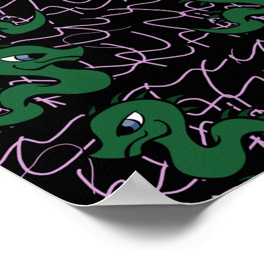Baby Green Dragon Pattern Poster (Hoek)