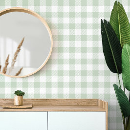 Baby Green Vichy Gingham Pattern Behang