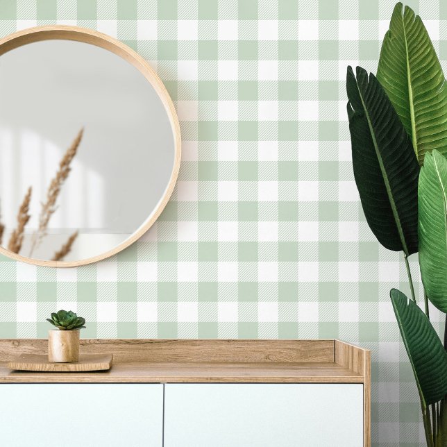 Baby Green Vichy Gingham Pattern Behang (Creator heeft geüpload)