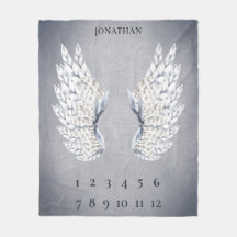 Baby Grey Blue Angel Wings Monthly Mijlpaal