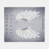 Baby Grey Blue Angel Wings Monthly Mijlpaal Fleece Deken (Voorkant (Horizontaal))