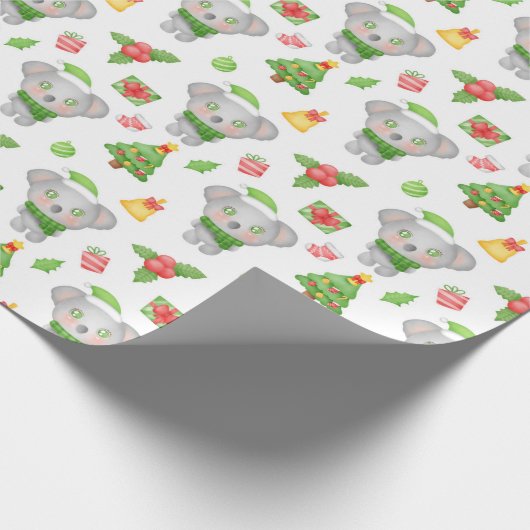 Baby Grijs Beer Kerst Cadeaupapier (Hoek)