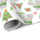 Baby Grijs Beer Kerst Cadeaupapier (Rol Hoek)