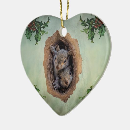 Baby grijze kerst keramisch ornament (Links)