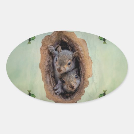 Baby grijze kerst ovale sticker (Voorkant)