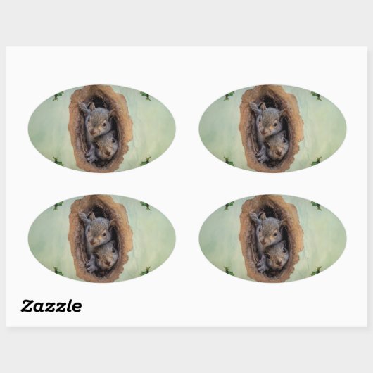 Baby grijze kerst ovale sticker (Vel)