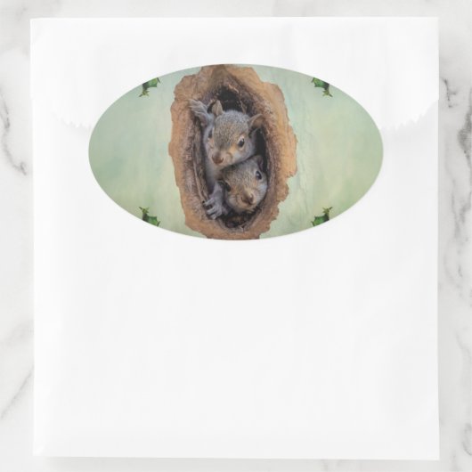 Baby grijze kerst ovale sticker (Tas)