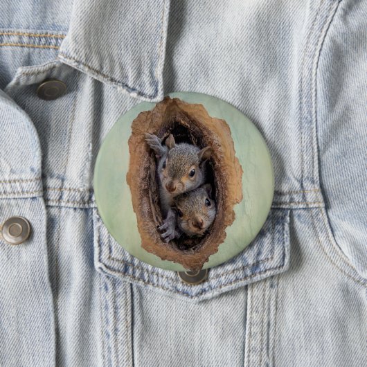 Baby grijze kerst ronde button 4,0 cm (In situ)
