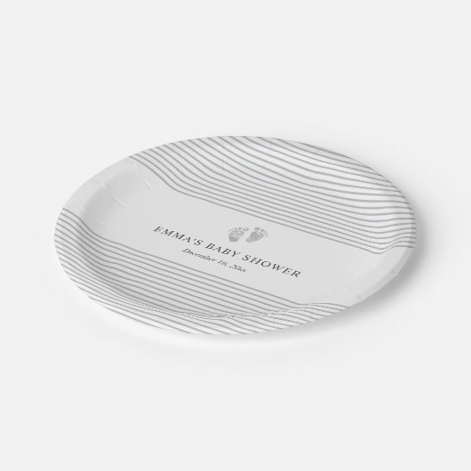Baby Grijze streep Baby shower Bord (Gekanteld)
