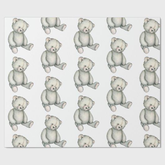 Baby grijze tedderbeaar Genderneutrale Waterverf Cadeaupapier (Vlak)