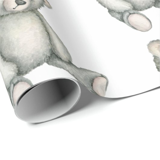 Baby grijze tedderbeaar Genderneutrale Waterverf Cadeaupapier (Rol Hoek)