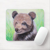 Baby Grizzly Beer Schilderende Muismat (Met muis)