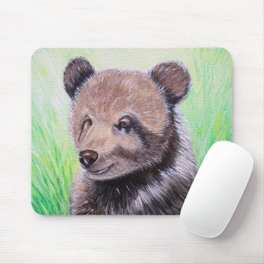 Baby Grizzly Beer Schilderende Muismat (Met muis)