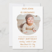 Baby groeit - Beer Foto Lijst Uitnodiging (Voorkant)