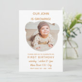 Baby groeit - Beer Foto Lijst Uitnodiging (Staand voorkant)
