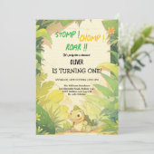 baby groene dinosaurus verjaardagsuitnodigingen kaart (Staand voorkant)