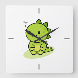 Baby groene draak vierkante wandklok