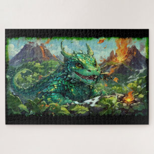 Baby Groene Hawaïaanse Vuurdraak & Vulkanen Legpuzzel