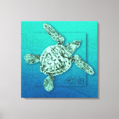Baby Groene Zee Schildpad in Groen Canvas Afdruk (Voorkant)