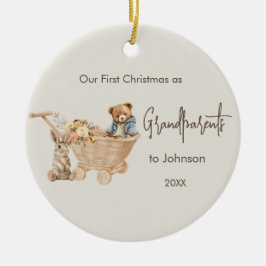 Baby Grootouders Eerste Kerstfoto Teddy Bear Keramisch Ornament