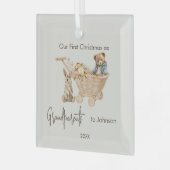 Baby Grootouders Eerste Kerstmis Teddybeer Glas Ornament (Voorkant links)