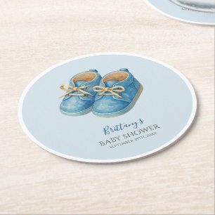 Baby gymschoenen sport baby shower  ronde kartonnen onderzetter