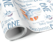 Baby haai 1st de waterverf van de verjaardagsdouan cadeaupapier (Rol Hoek)