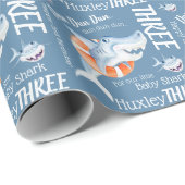 Baby haai 3e verjaardag aangepaste waterverf kunst cadeaupapier (Rol Hoek)