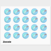 Baby haai en krab ronde sticker (Vel)