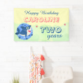 Baby Haai geel schattig kinder Happy Birthday Spandoek (Insitu)