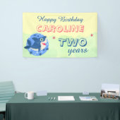 Baby Haai geel schattig kinder Happy Birthday Spandoek (Beurs)