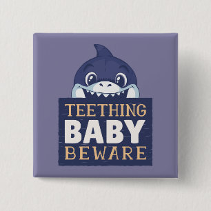 Baby haai vierkante button 5,1 cm