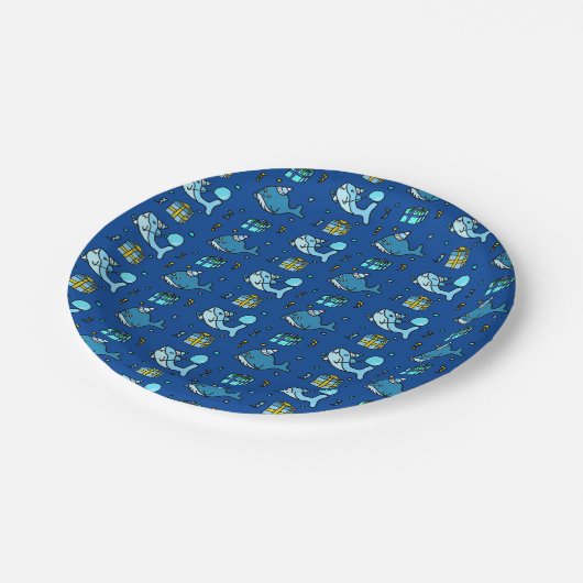 Baby Haaien en walvissen Gepersonaliseerde Jongend Papieren Bordje (Gekanteld)