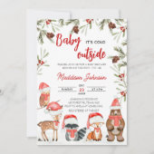 Baby haar koude Baby shower buiten het winterbos Kaart (Voorkant)
