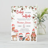 Baby haar koude Baby shower buiten het winterbos Kaart (Staand voorkant)