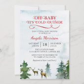 Baby haar koude Baby shower buiten het winterbos Kaart (Voorkant)