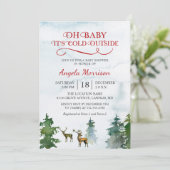 Baby haar koude Baby shower buiten het winterbos Kaart (Staand voorkant)