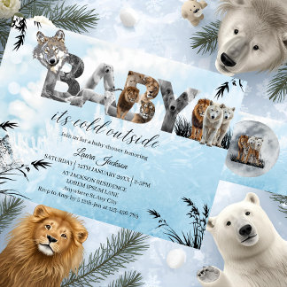 Baby haar koude Baby shower buiten winterdieren Kaart