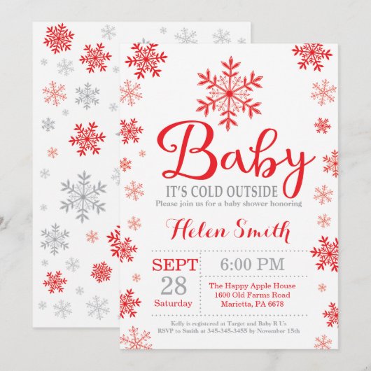 Baby haar koude buitenwinterse Baby shower Kaart (Voorkant / Achterkant)