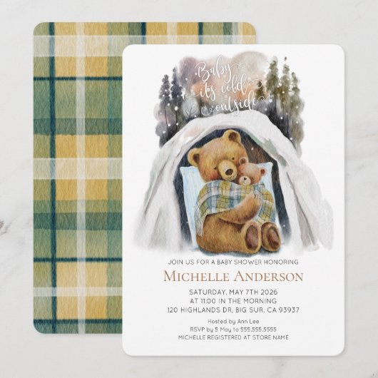 Baby haar koude uitnodiging buiten de Baby shower (Voorkant / Achterkant)