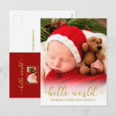 Baby Hallo Geboorte Feestdagenkaart (Voorkant / Achterkant)