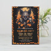 Baby Halloween Angry Cat Skull Flower Kaart (Staand voorkant)