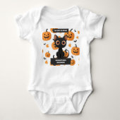 Baby Halloween Bodysuit - Schattigee Zwarte Kat Cu (Voorkant)