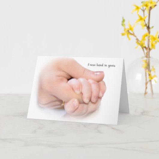 Baby hand op wit kaart (Gele Bloem)