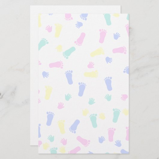 Baby Hand Prints en Voet Prints Briefpapier (Voorkant / Achterkant)