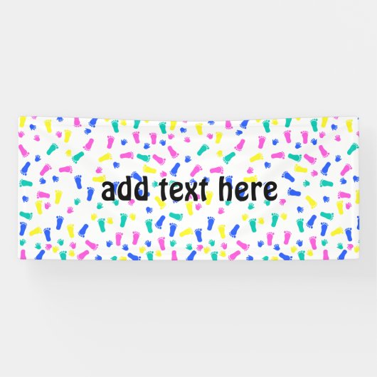 Baby Hand Prints en Voet Prints Spandoek (Horizontaal)