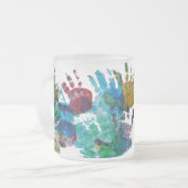 Baby handdrukken met aangepaste tekst matglas koffiemok (Voorkant links)