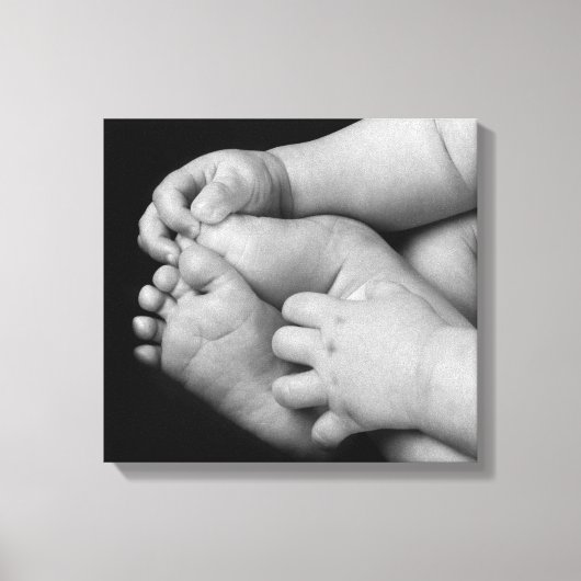 Baby Handen en Voeten Zwart en Wit Canvas Afdruk (Voorkant)