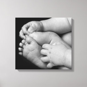 Baby Handen en Voeten Zwart en Wit Canvas Afdruk